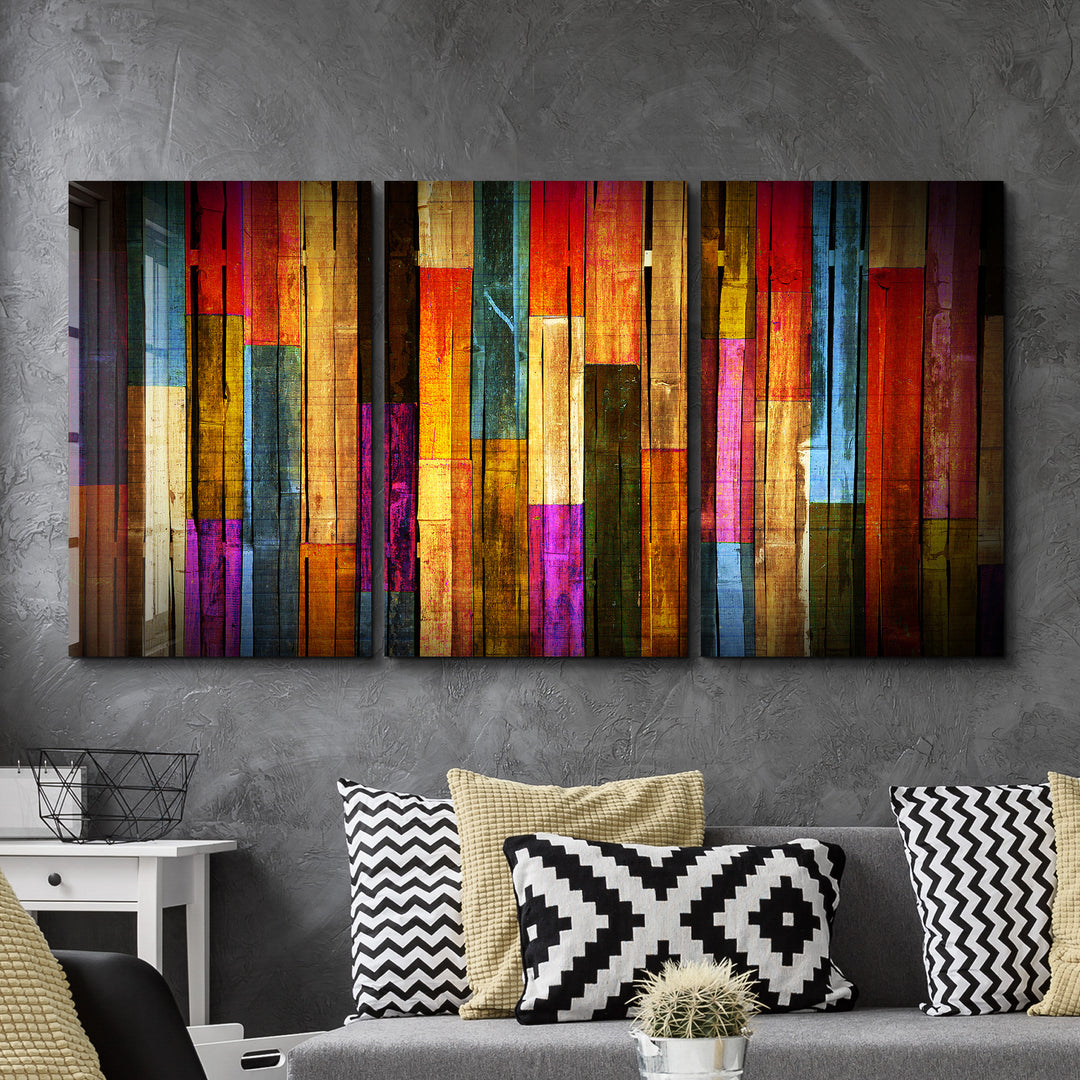 ・"Painted Wood - Trio"・Glass Wall Art