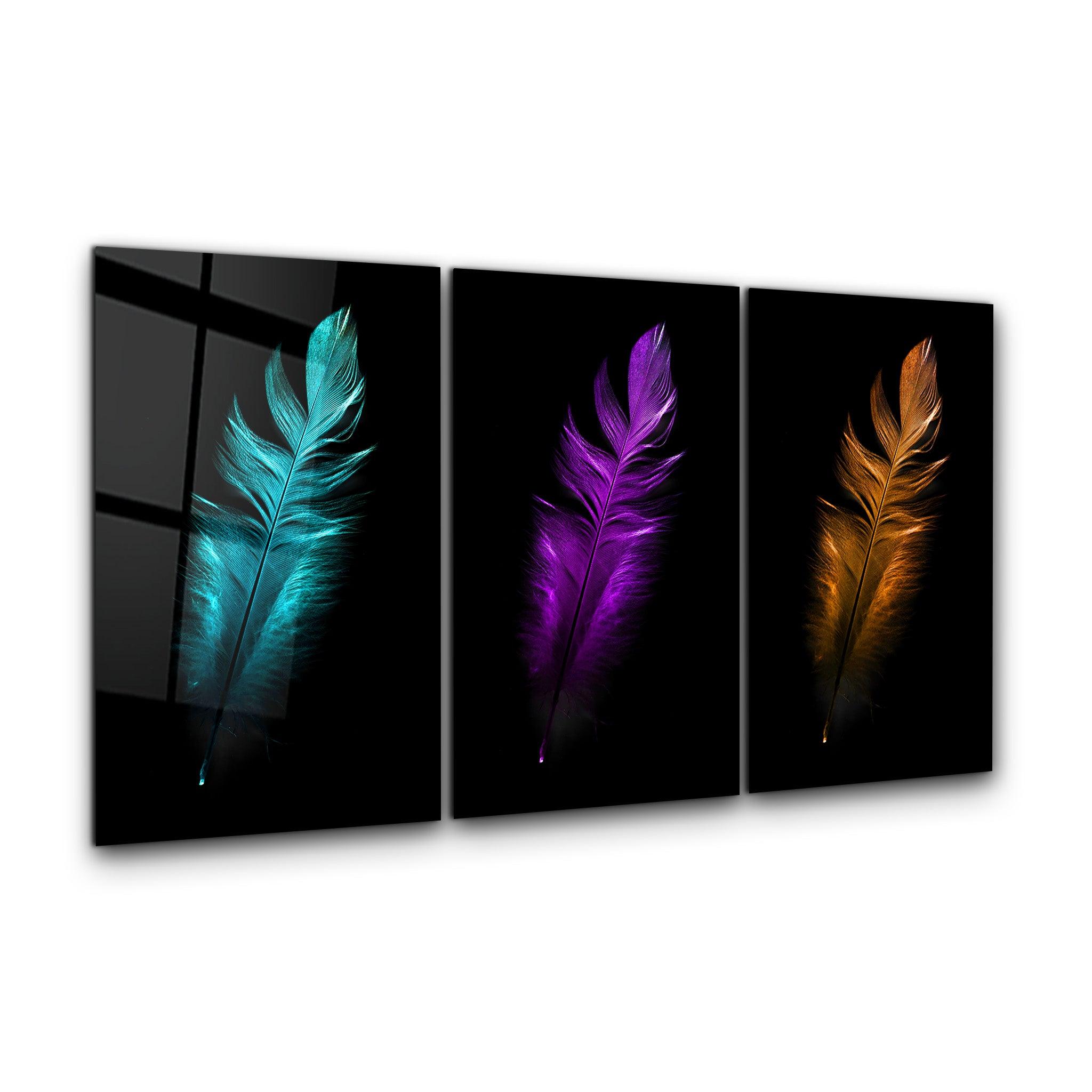 ・"Feathers - Trio"・Glass Wall Art - ArtDesigna Glass Printing Wall Art