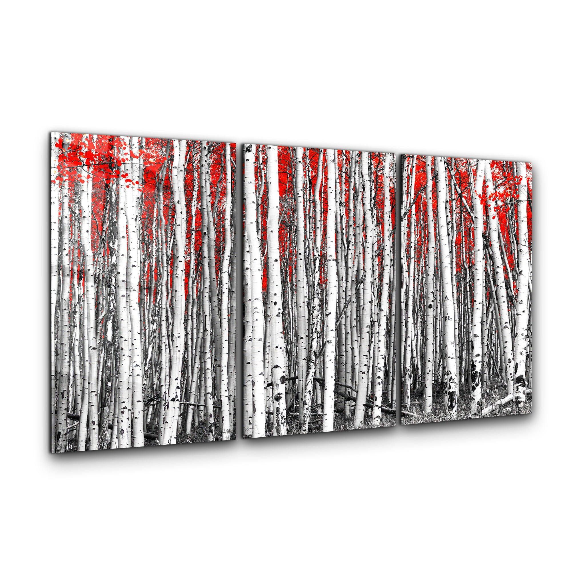 ・"Red Forest - Trio"・Glass Wall Art - ArtDesigna Glass Printing Wall Art