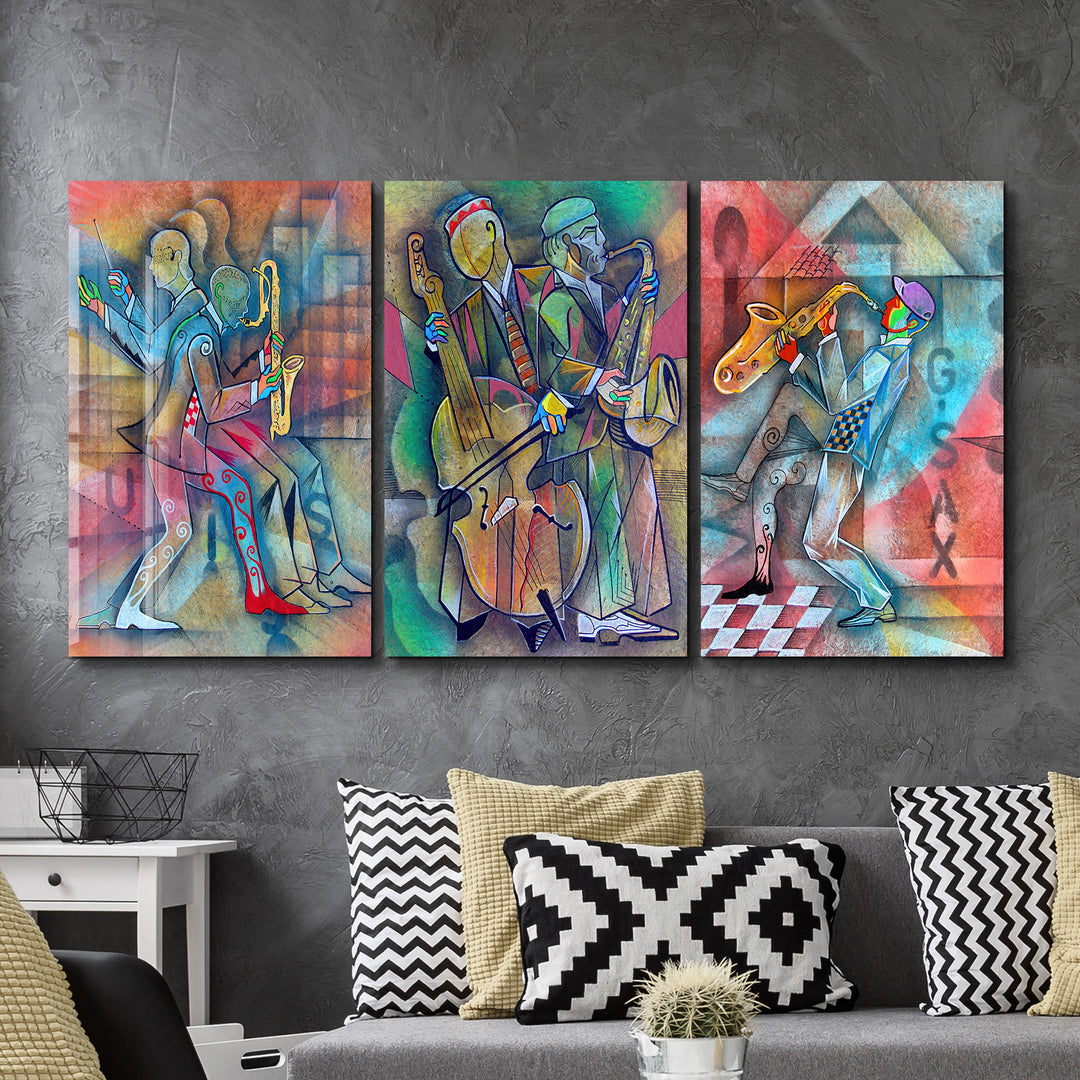 ・"Jazz - Trio"・Glass Wall Art