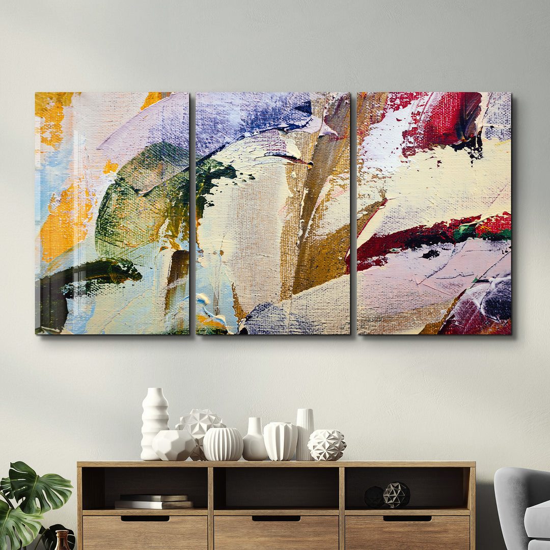 ・"Abstract Oil Paint Patterns - Trio"・Glass Wall Art