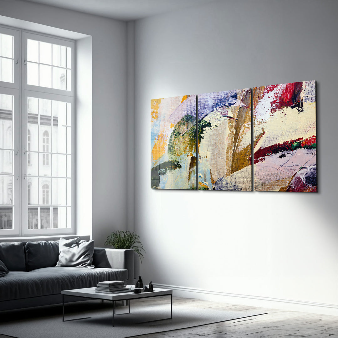 ・"Abstract Oil Paint Patterns - Trio"・Glass Wall Art