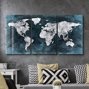 ・"World Map - Trio"・Glass Wall Art - ArtDesigna Glass Printing Wall Art