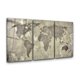 Vintage Weltkarte Trio – Glasbild