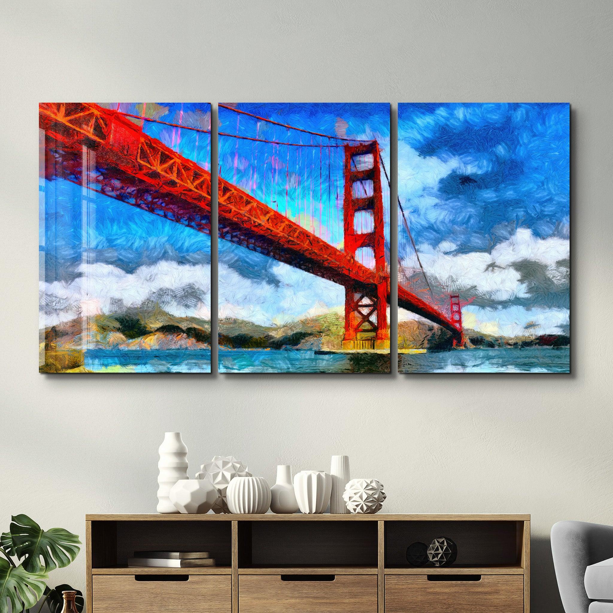 ・"Golden Gate Bridge - Trio"・Glass Wall Art - ArtDesigna Glass Printing Wall Art