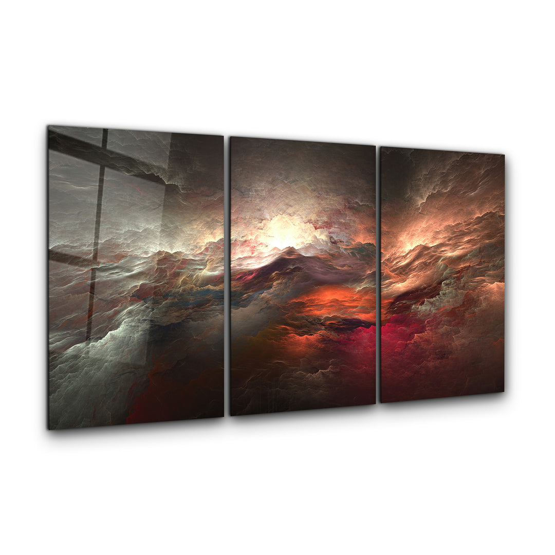 ・"Red Sky - Trio"・Glass Wall Art