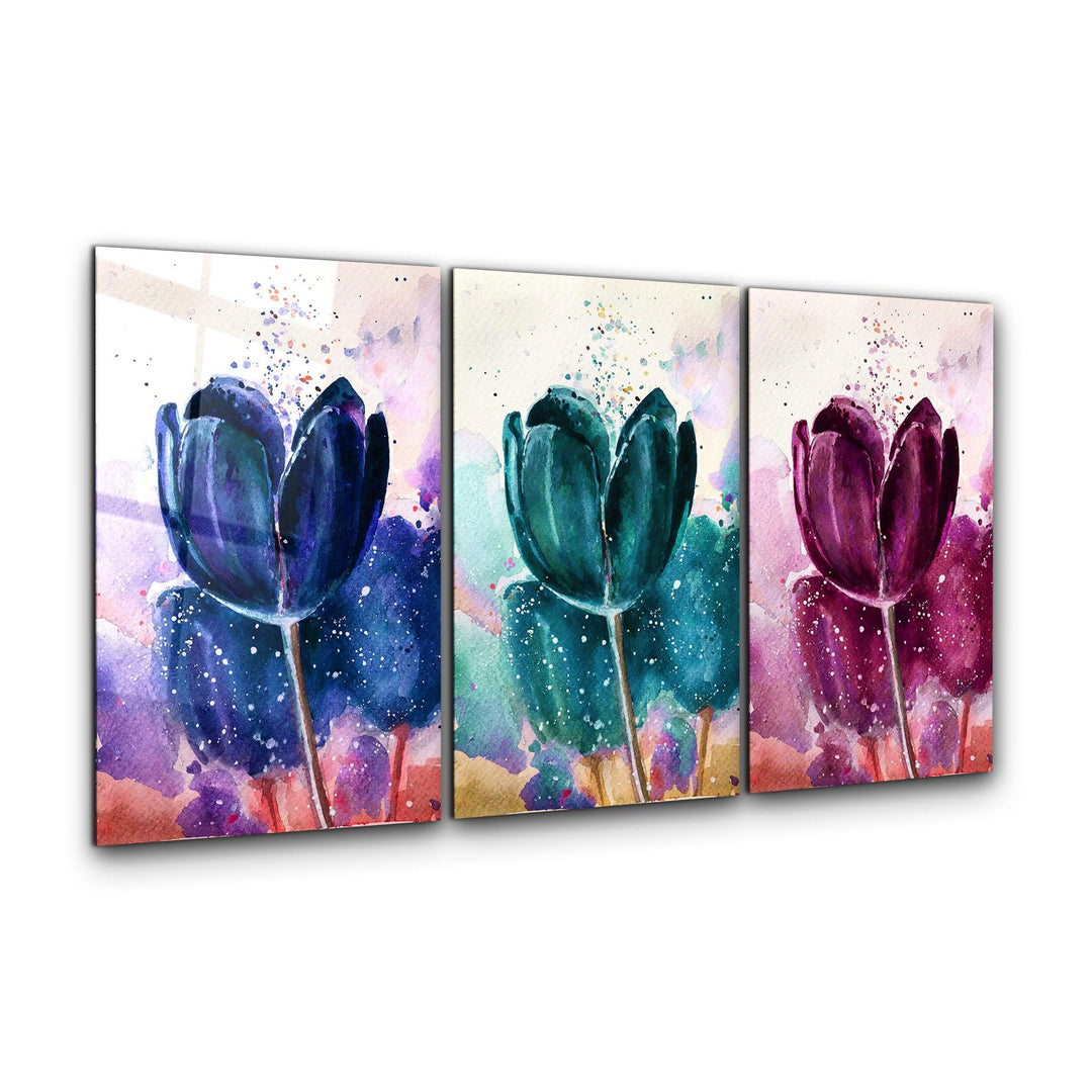 ・"Tulips - Trio"・Glass Wall Art