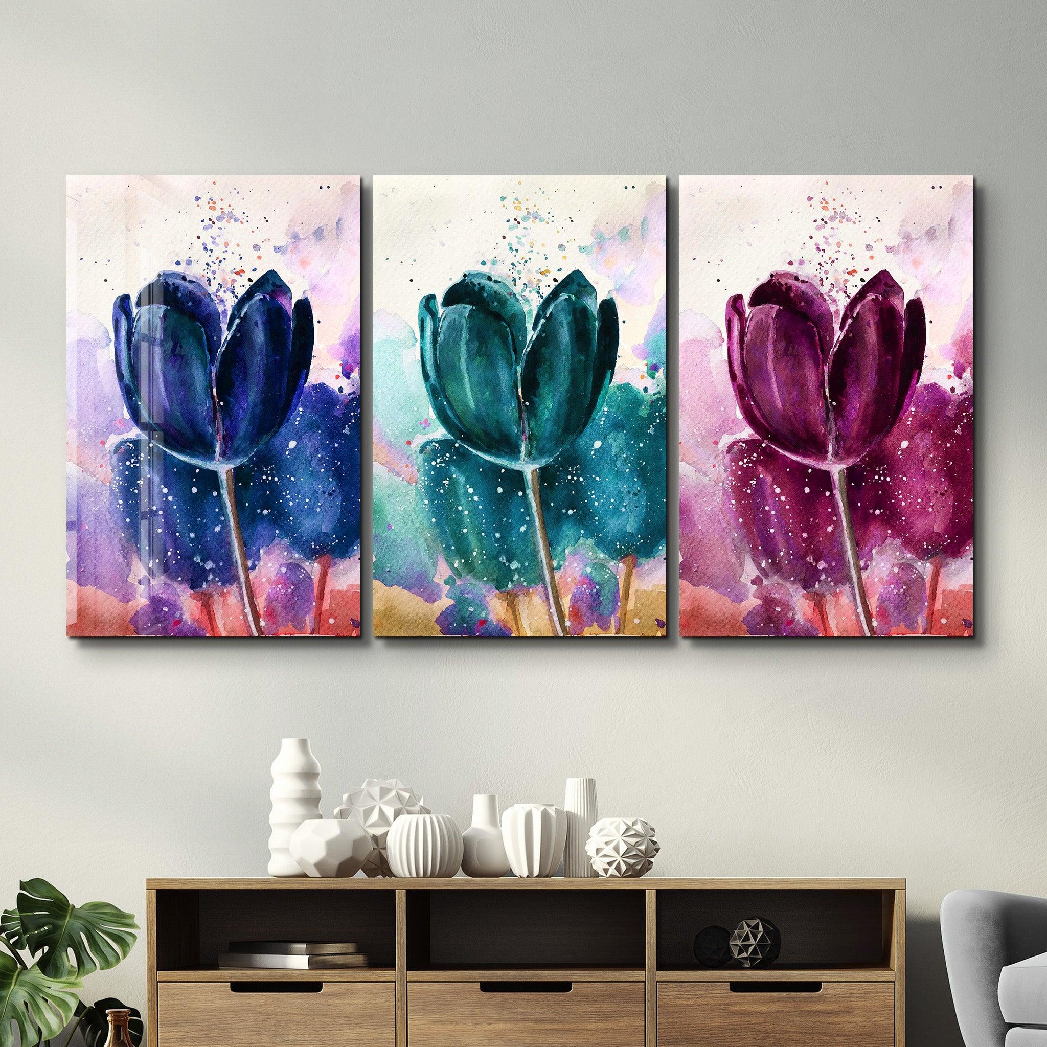 ・"Tulips - Trio"・Glass Wall Art - ArtDesigna Glass Printing Wall Art