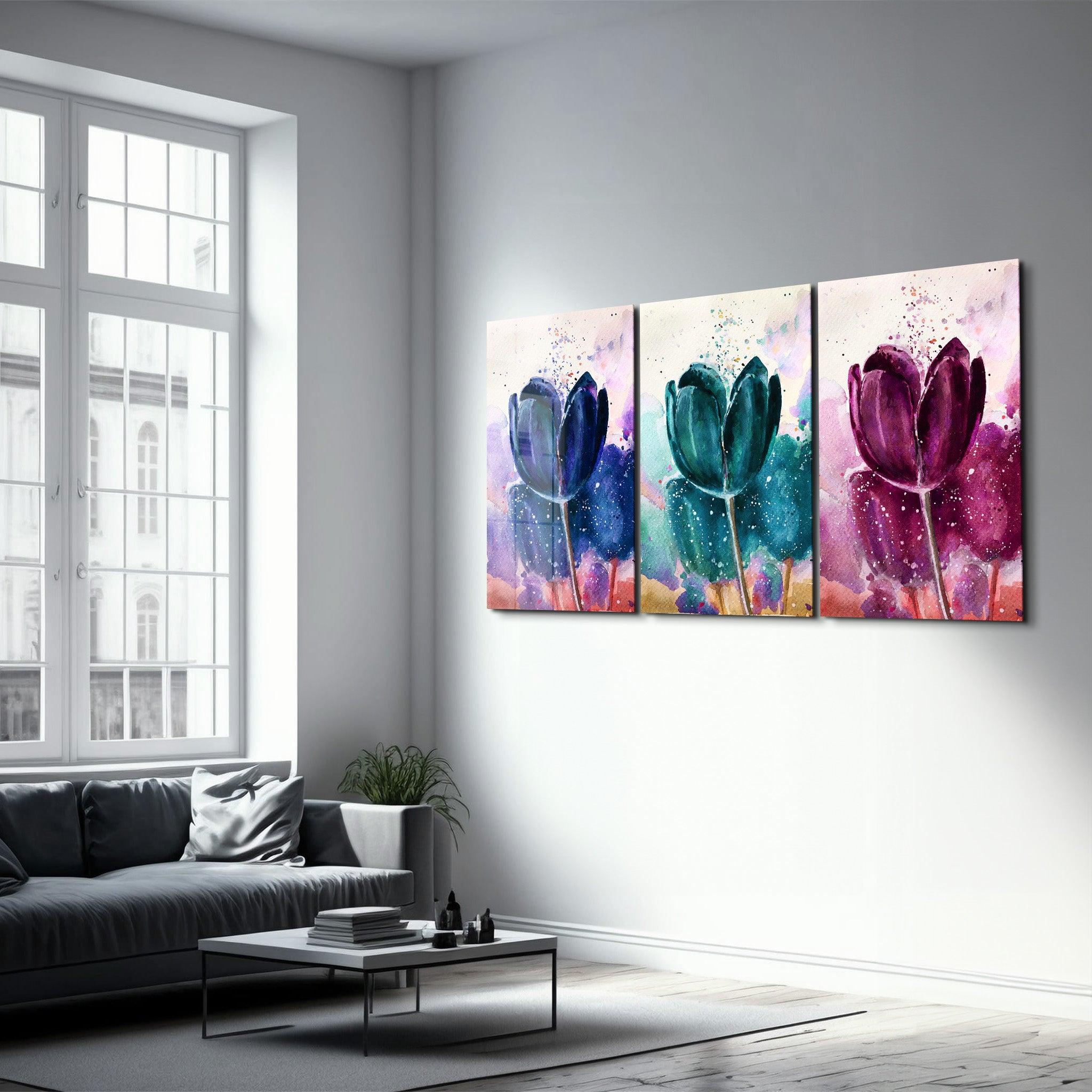 ・"Tulips - Trio"・Glass Wall Art - ArtDesigna Glass Printing Wall Art