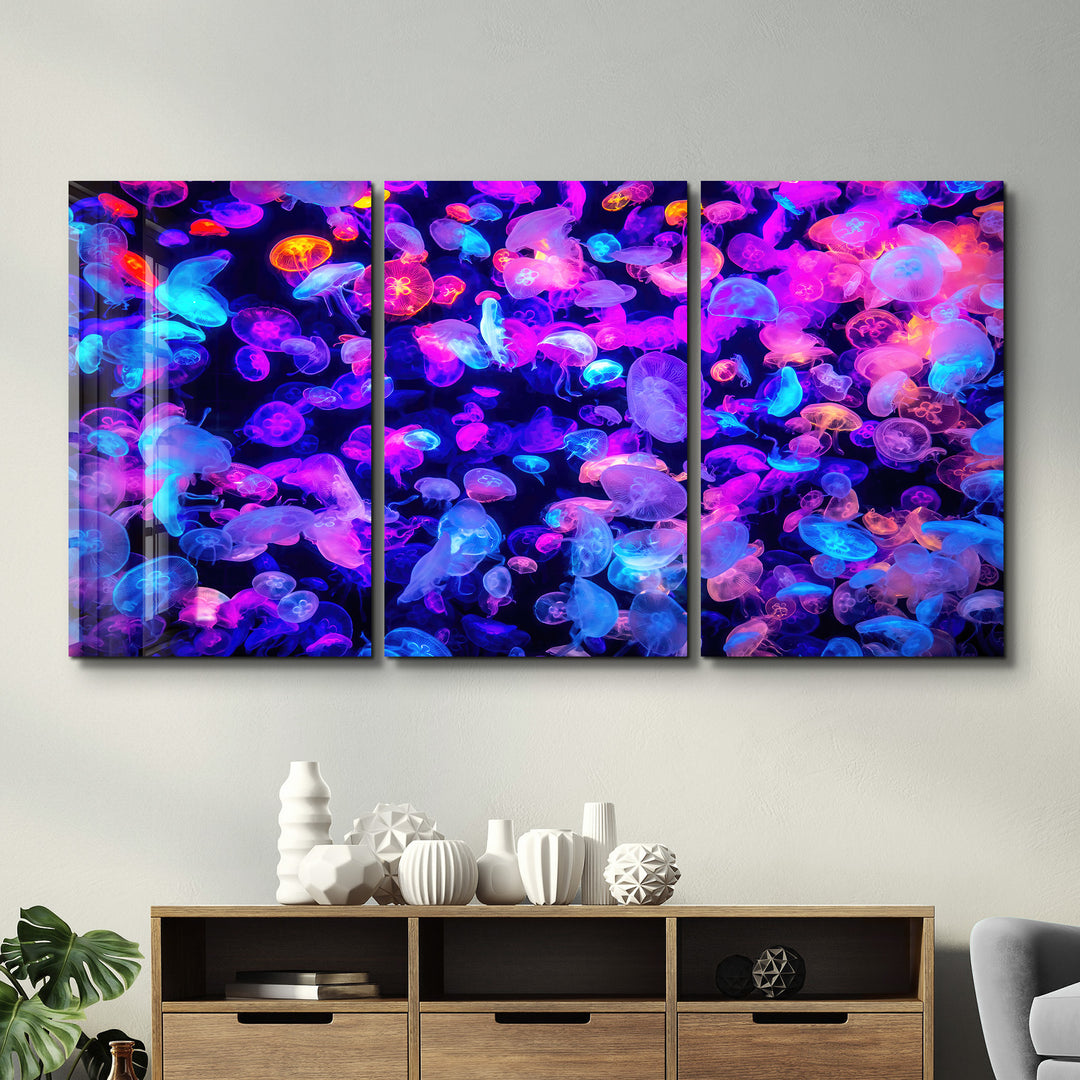 ・"Jellyfish - Trio"・Glass Wall Art