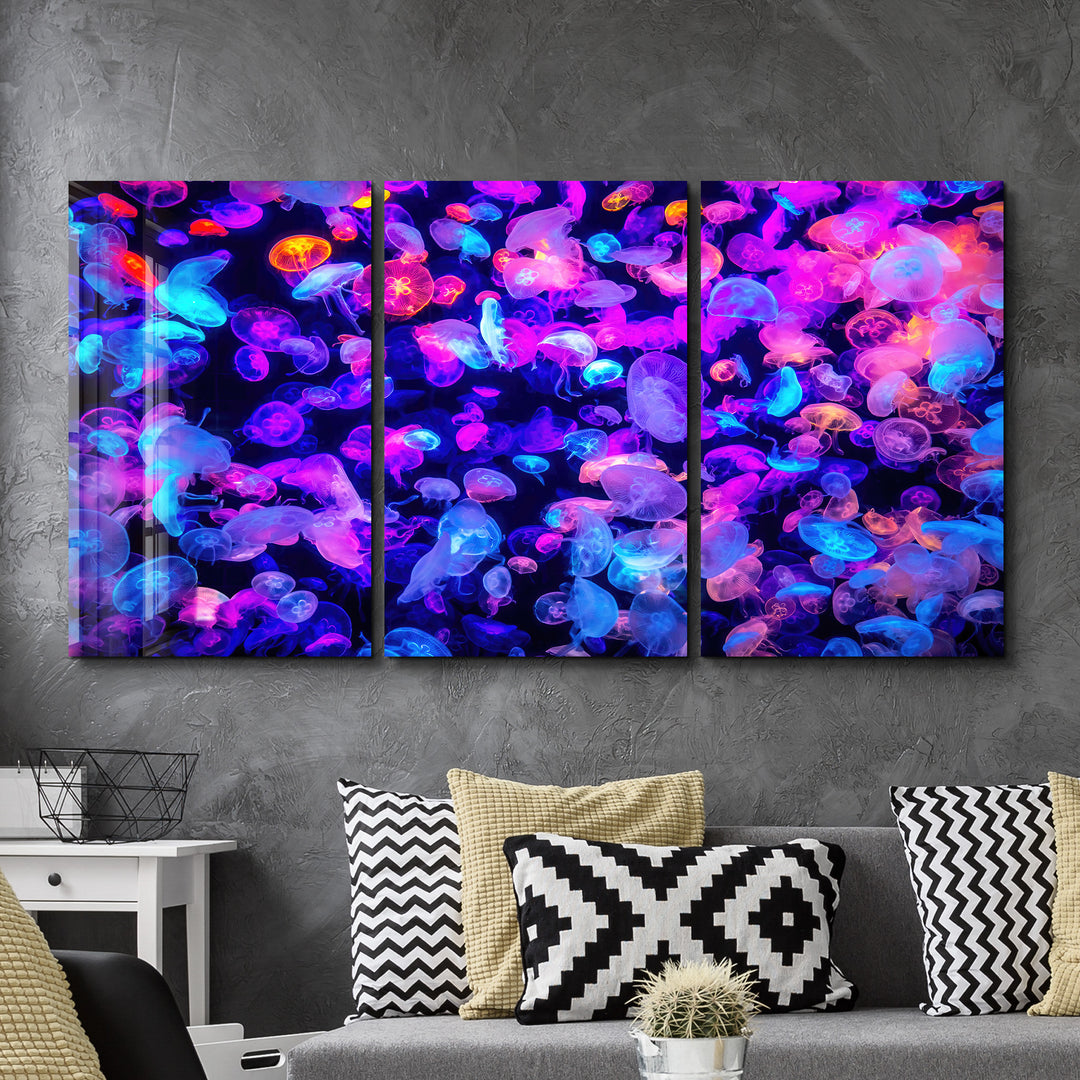 ・"Jellyfish - Trio"・Glass Wall Art