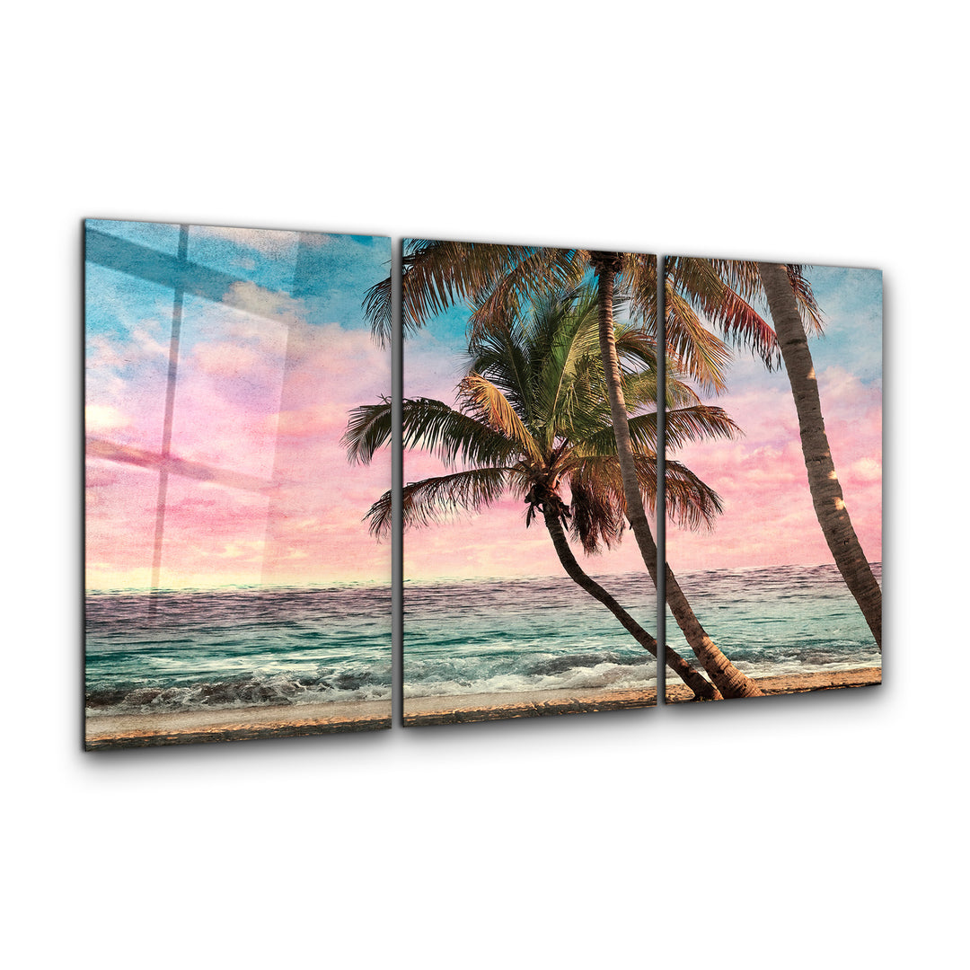 ・"Palm Beach Retro Filter - Trio"・Glass Wall Art