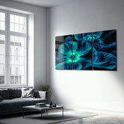 ・"Macro Flower Blue - Trio"・Glass Wall Art - ArtDesigna Glass Printing Wall Art