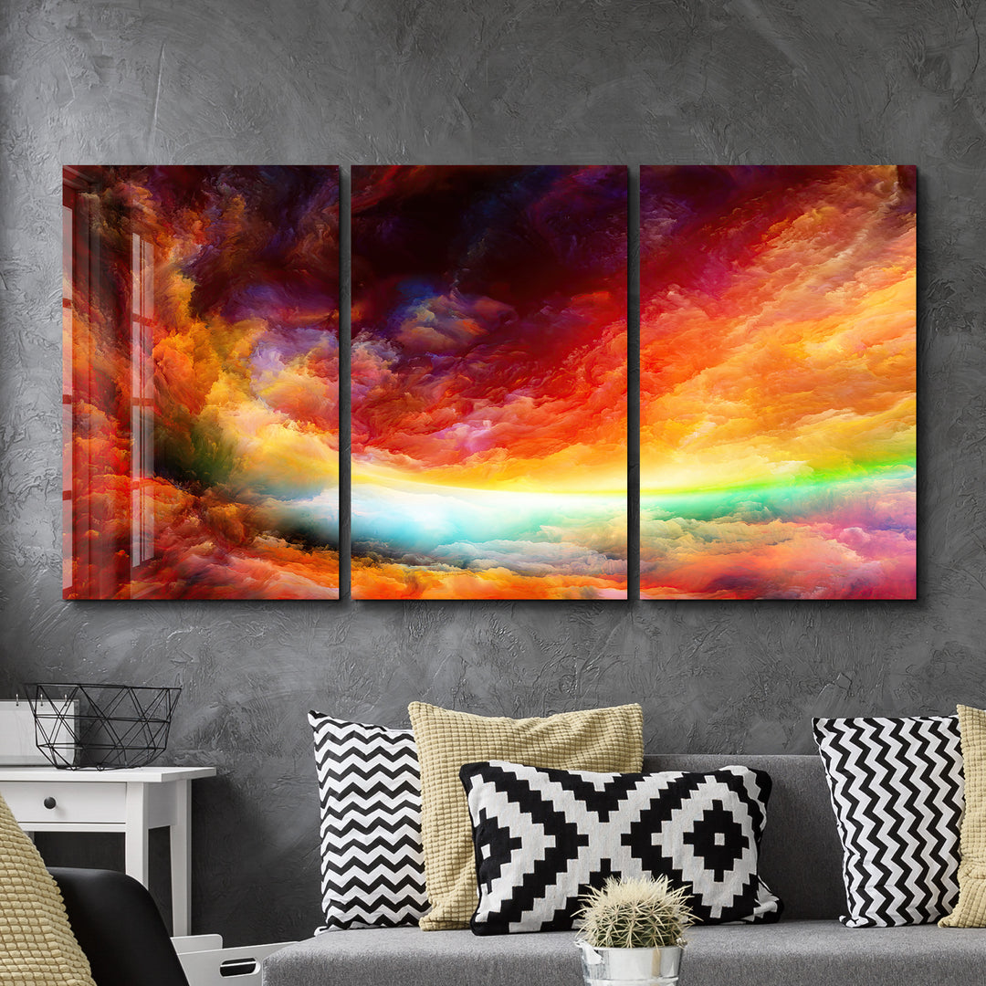 ・"Rainbow Clouds - Trio"・Glass Wall Art