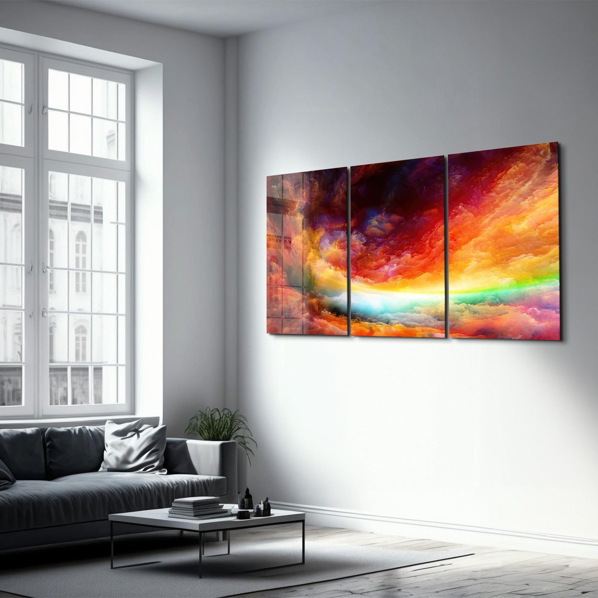 ・"Rainbow Clouds - Trio"・Glass Wall Art - ArtDesigna Glass Printing Wall Art