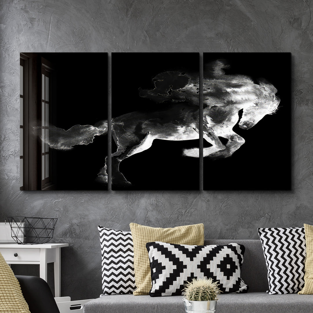 ・"Ghost Horse - Trio"・Glass Wall Art