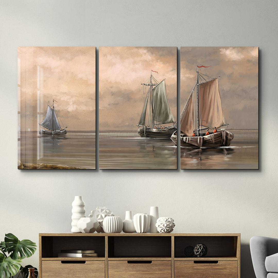 ・"Oil Painting Old Sea - Trio"・Glass Wall Art