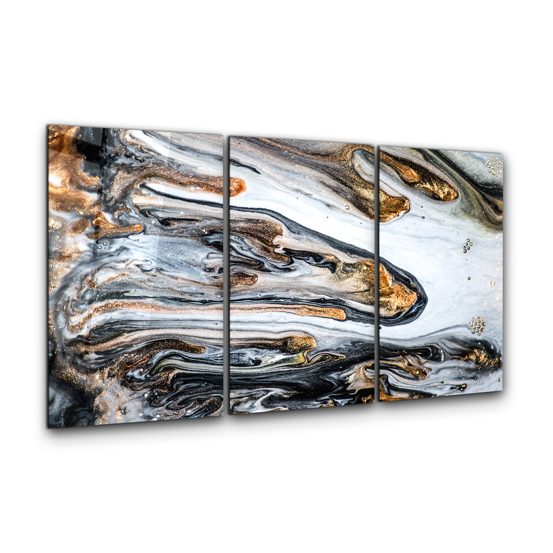・"Marble with Golden Dust V2 - Trio"・Glass Wall Art