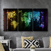 ・"World Map Dot Design - Trio"・Glass Wall Art - ArtDesigna Glass Printing Wall Art