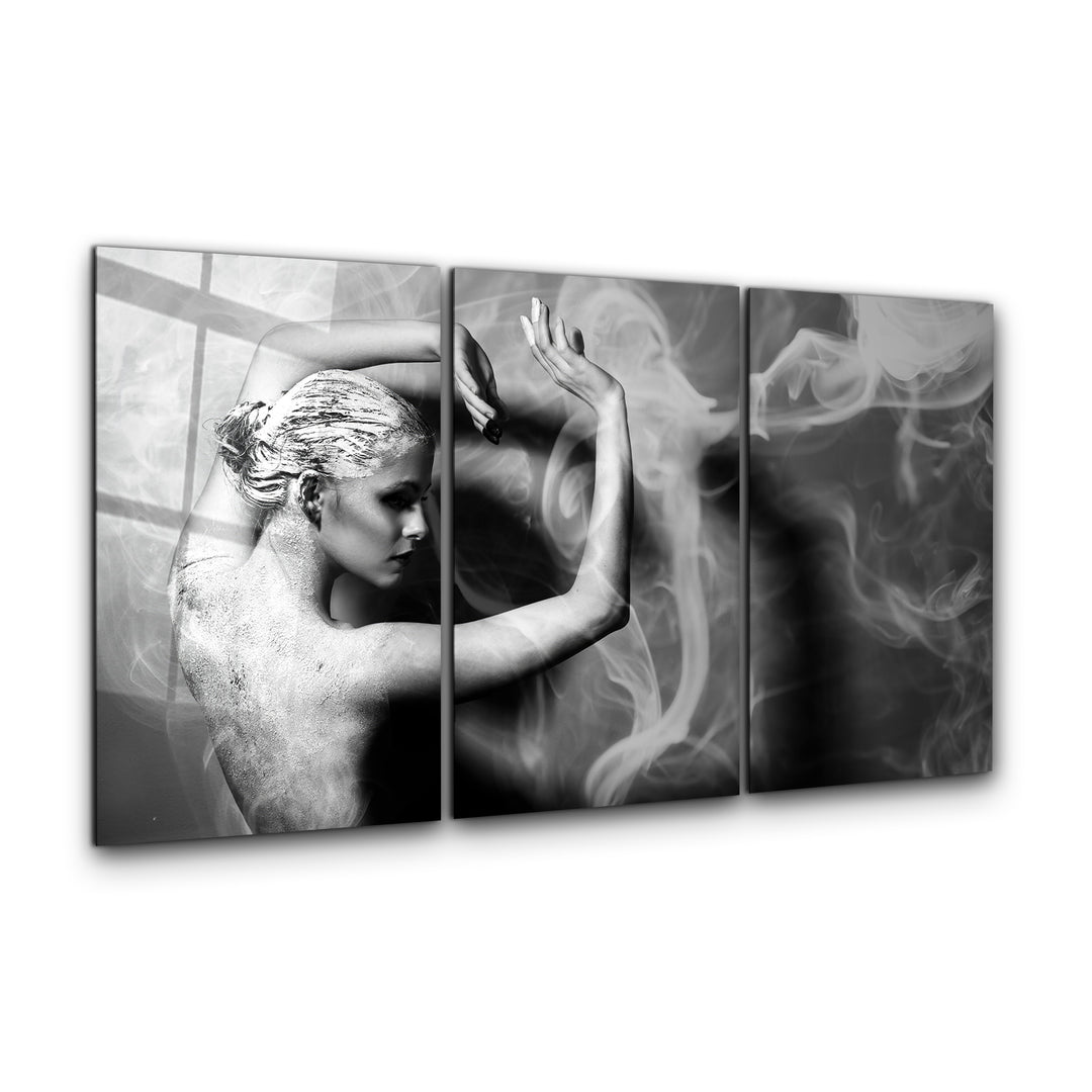 ・"Dancing with Smoke - Trio"・Glass Wall Art