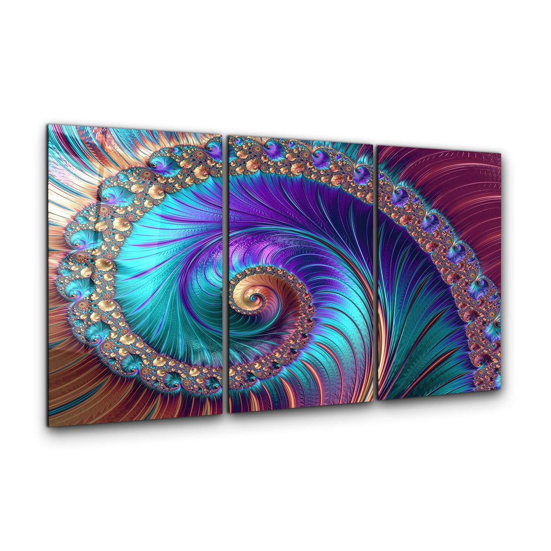 ・"Blue Swirl - Trio"・Glass Wall Art