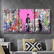 ・" BANKSY Pink Love - Trio"・Glass Wall Art - ArtDesigna Glass Printing Wall Art