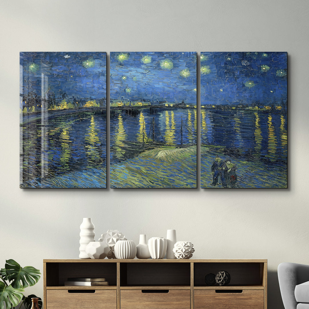 ・"Van Gogh Starry Night over Rhône - Trio"・Glass Wall Art
