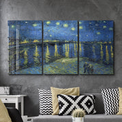 ・"Van Gogh Starry Night over Rhône - Trio"・Glass Wall Art - ArtDesigna Glass Printing Wall Art