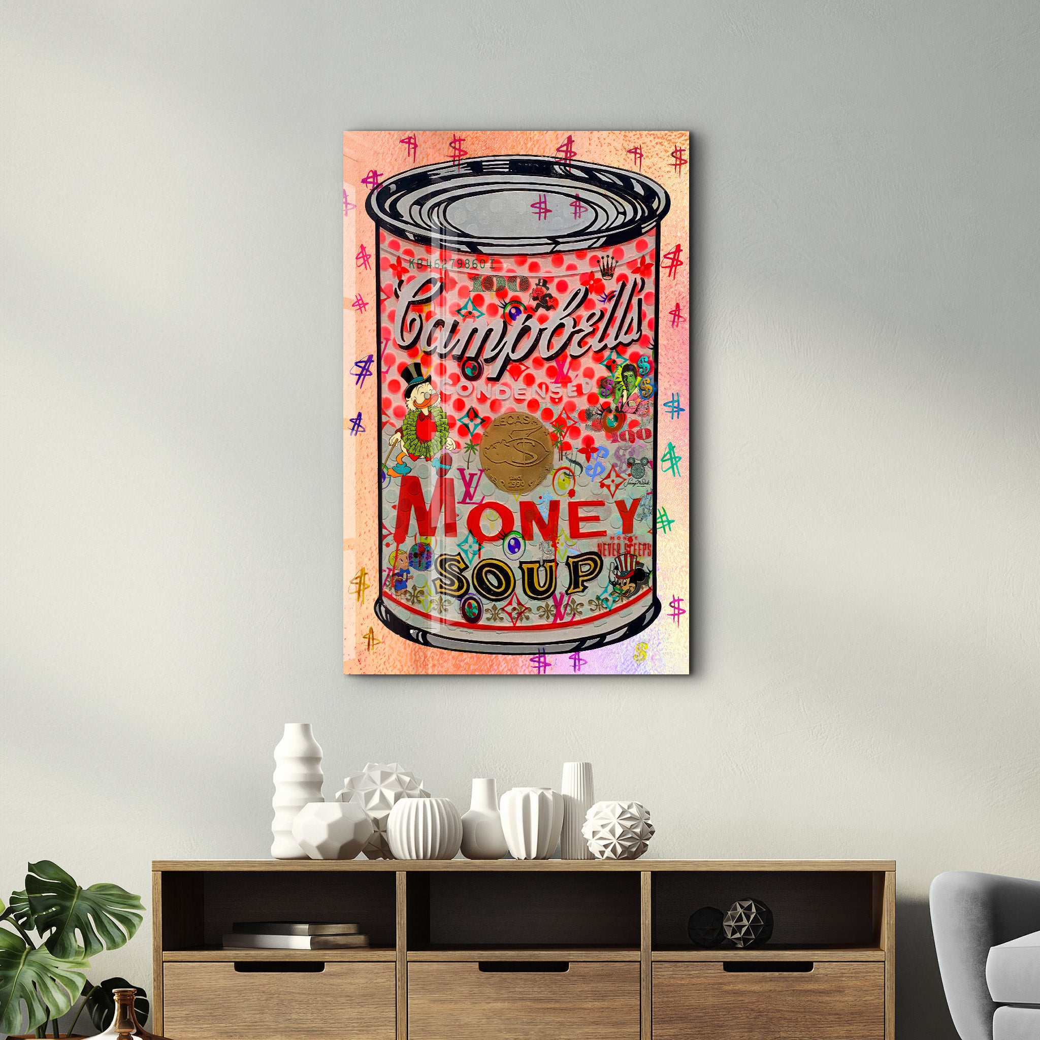 Money Soup by Mr. Pablo Costa – Glass Wall Art