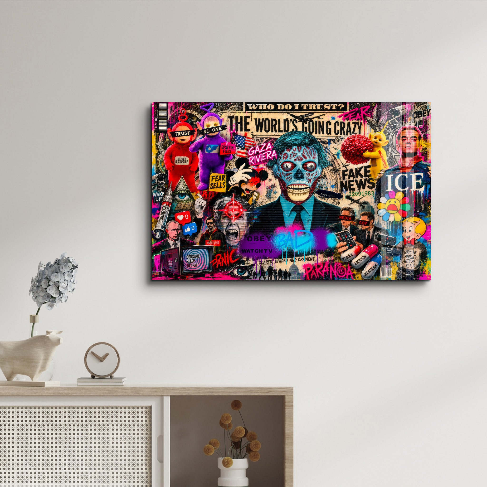 The world's going crazy by Mr. Pablo Costa | Glass Wall Art