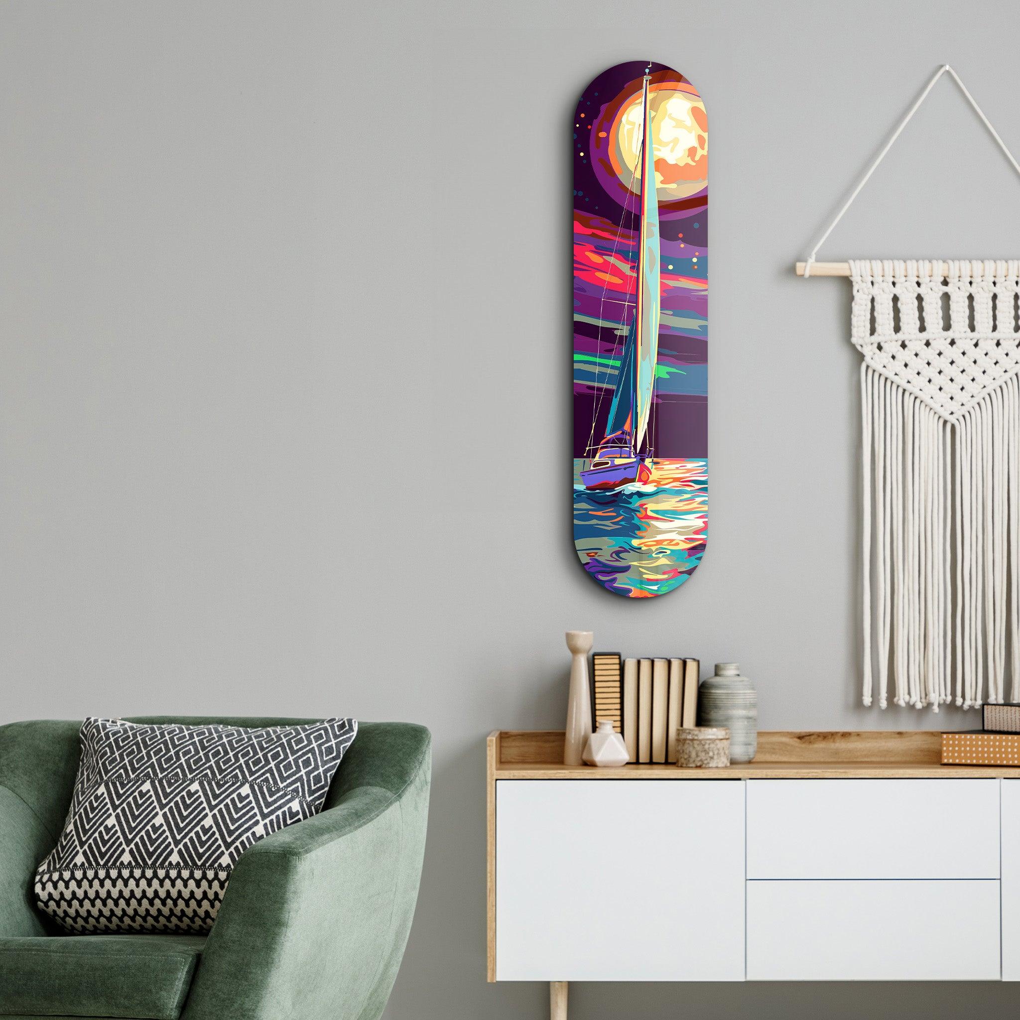 Sailing Boat Painting 2 | Glass Wall Art - ArtDesigna Glass Printing Wall Art