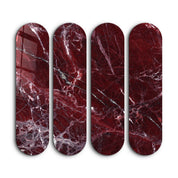 Crimson Marble Quad | Glass Wall Art