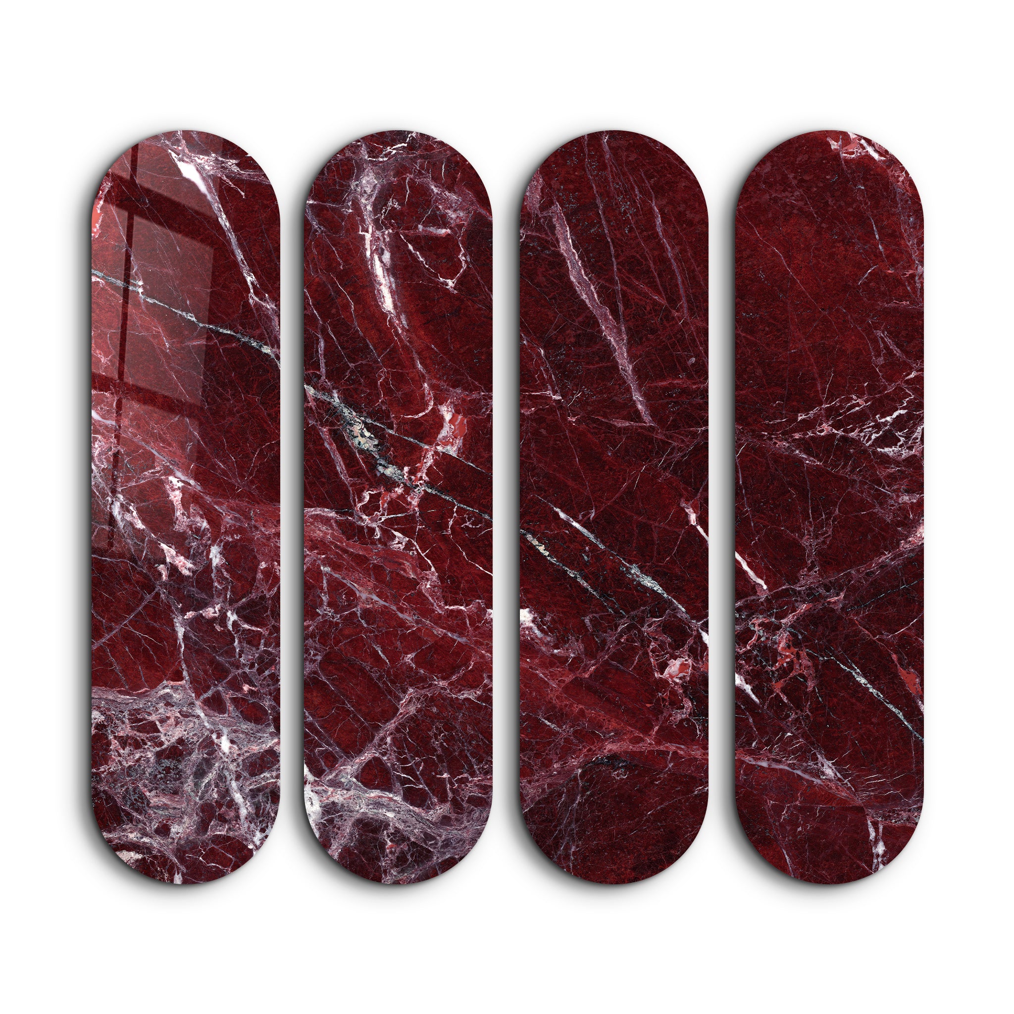 Crimson Marble Quad | Glass Wall Art