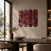 Crimson Marble Quad | Glass Wall Art