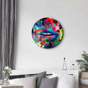 ・"Abstract Lips"・Rounded Glass Wall Art - ArtDesigna Glass Printing Wall Art