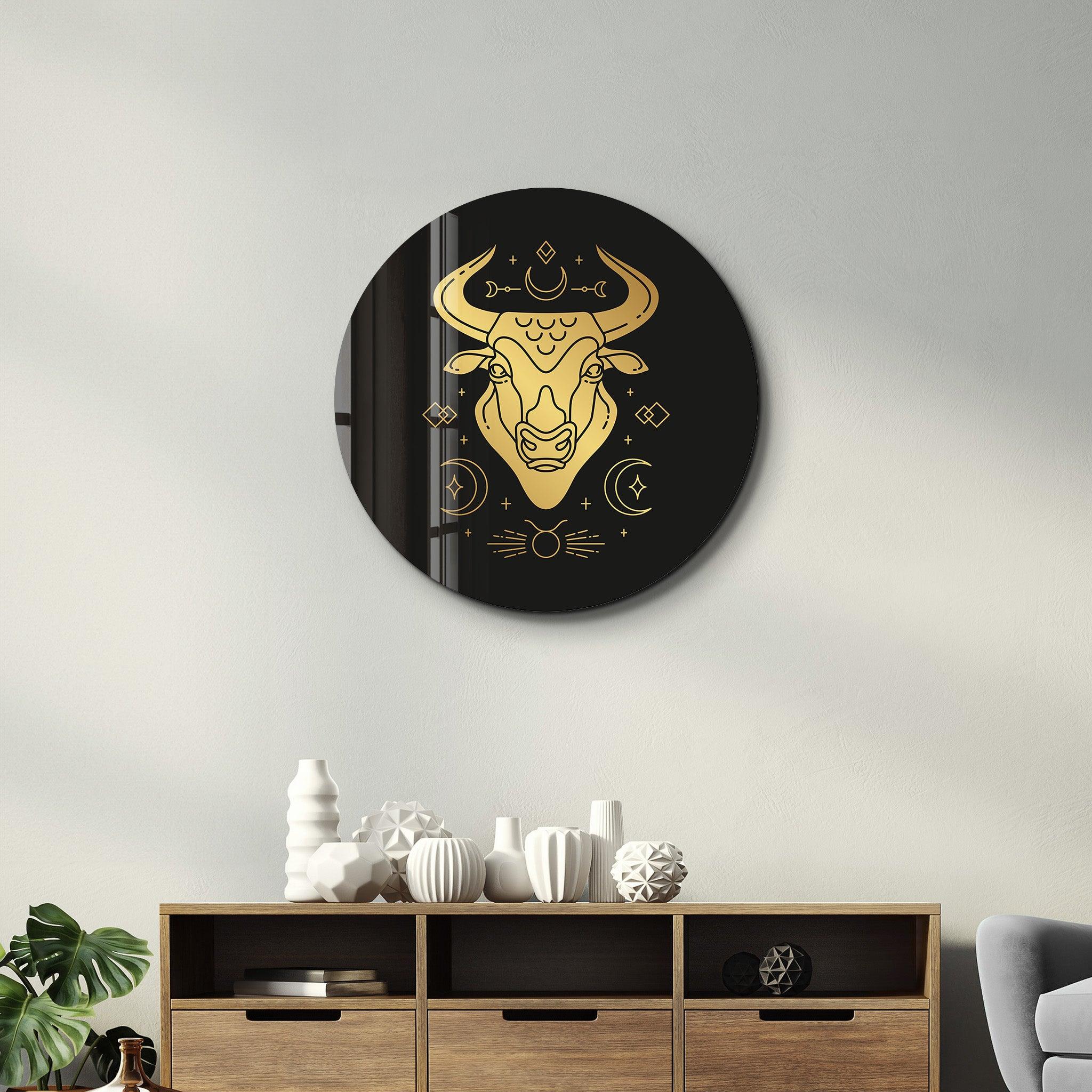 ・"Zodiac Signs - Taurus"・Rounded Glass Wall Art - ArtDesigna Glass Printing Wall Art