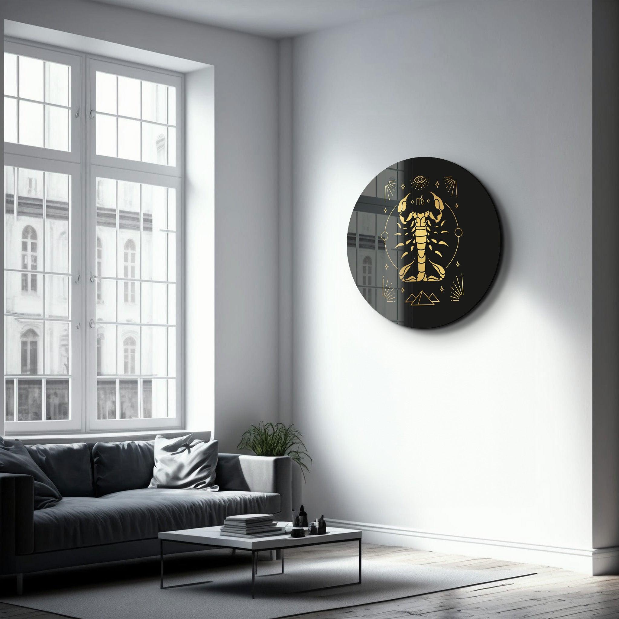 ・"Zodiac Signs - Scorpio"・Rounded Glass Wall Art - ArtDesigna Glass Printing Wall Art