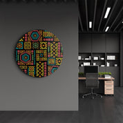 ・"Ethnica "・Rounded Glass Wall Art - ArtDesigna Glass Printing Wall Art
