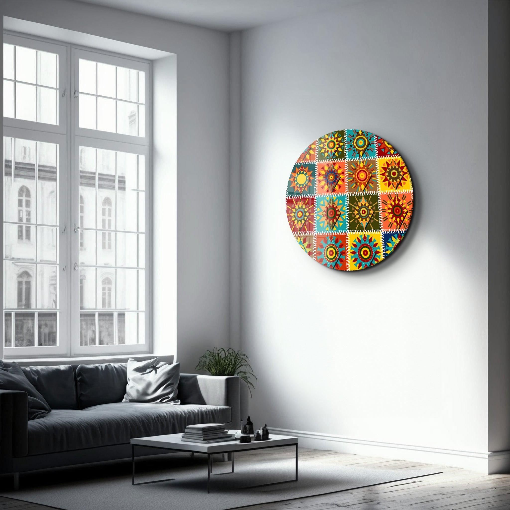 ・"Patchwork 2"・Rounded Glass Wall Art - ArtDesigna Glass Printing Wall Art