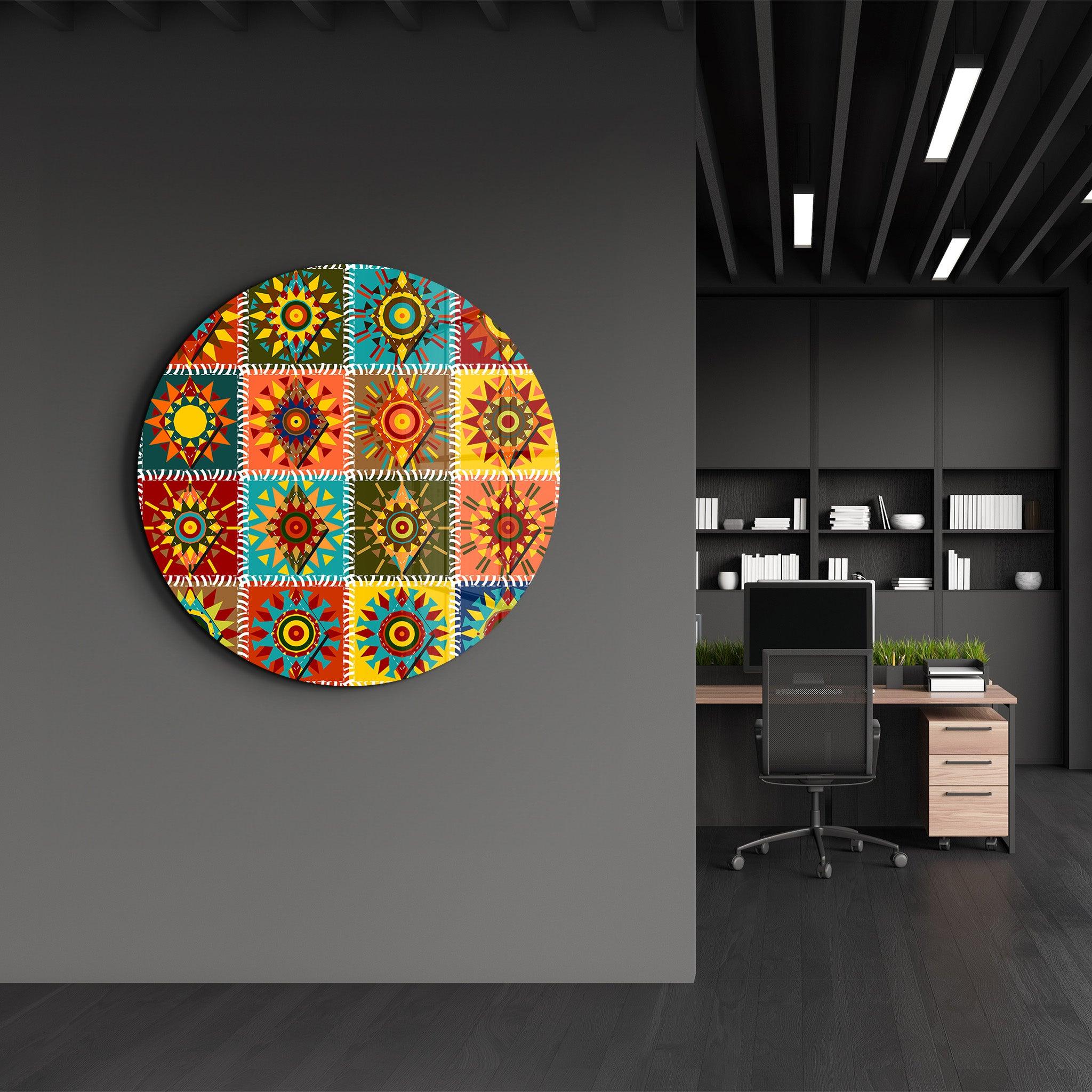 ・"Patchwork 2"・Rounded Glass Wall Art - ArtDesigna Glass Printing Wall Art
