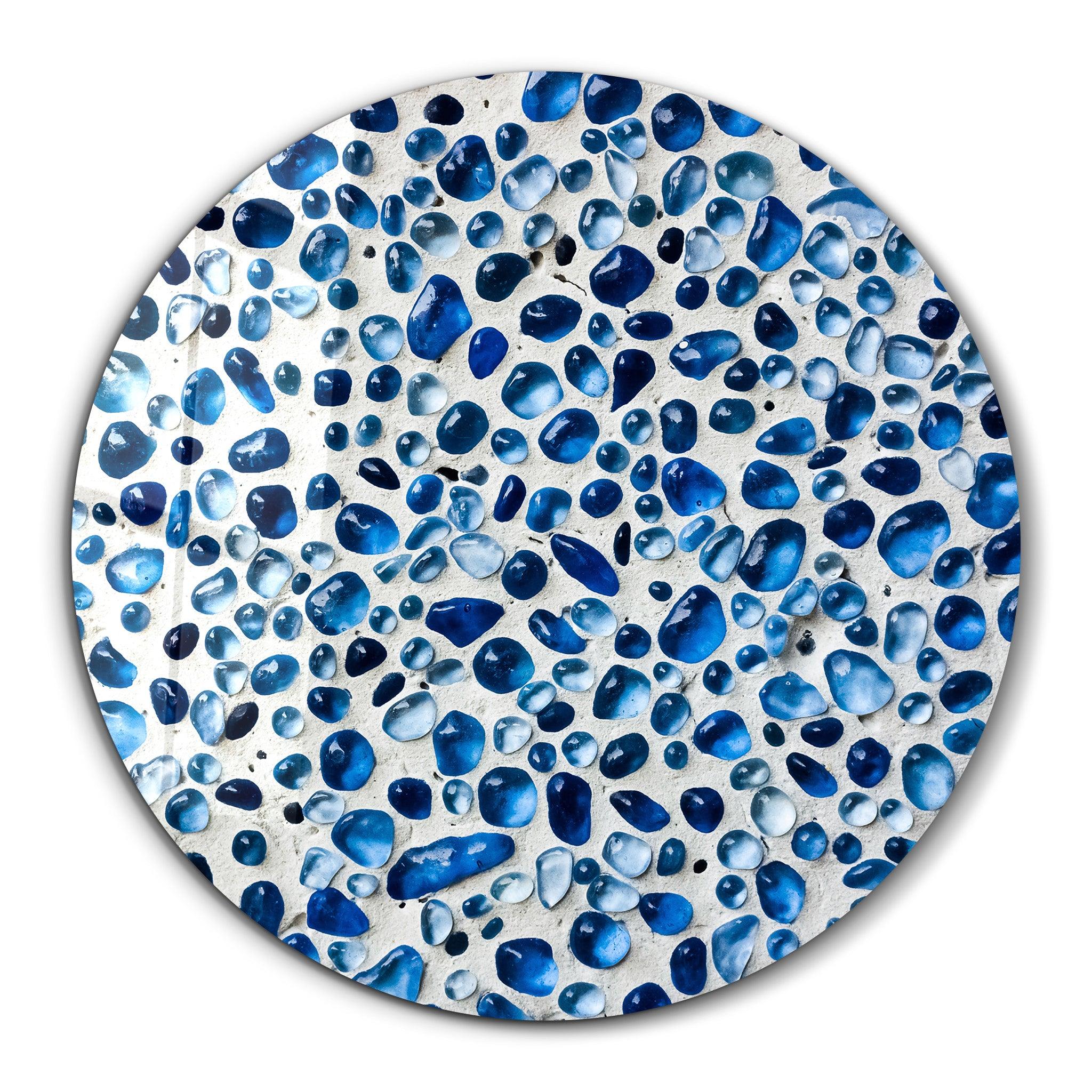 Blue Terrazzo | Rounded Glass Wall Art - ArtDesigna Glass Printing Wall Art