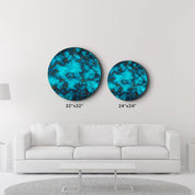 ・"Gold on Blue Abstract"・Rounded Glass Wall Art - ArtDesigna Glass Printing Wall Art