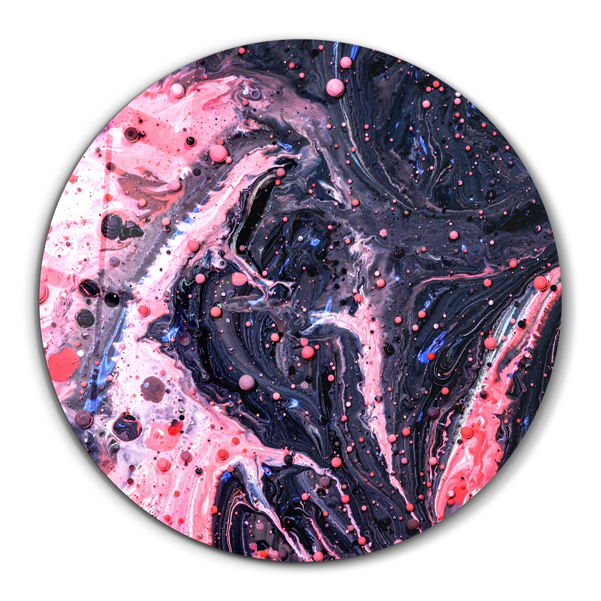 ・"Pink Marble Galaxy"・Rounded Glass Wall Art - ArtDesigna Glass Printing Wall Art
