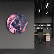 ・"Pink Marble Galaxy"・Rounded Glass Wall Art - ArtDesigna Glass Printing Wall Art