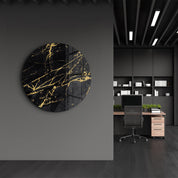 ・"Black Marble"・Rounded Glass Wall Art - ArtDesigna Glass Printing Wall Art