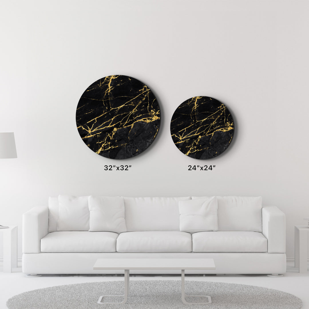 ・"Black Marble"・Rounded Glass Wall Art
