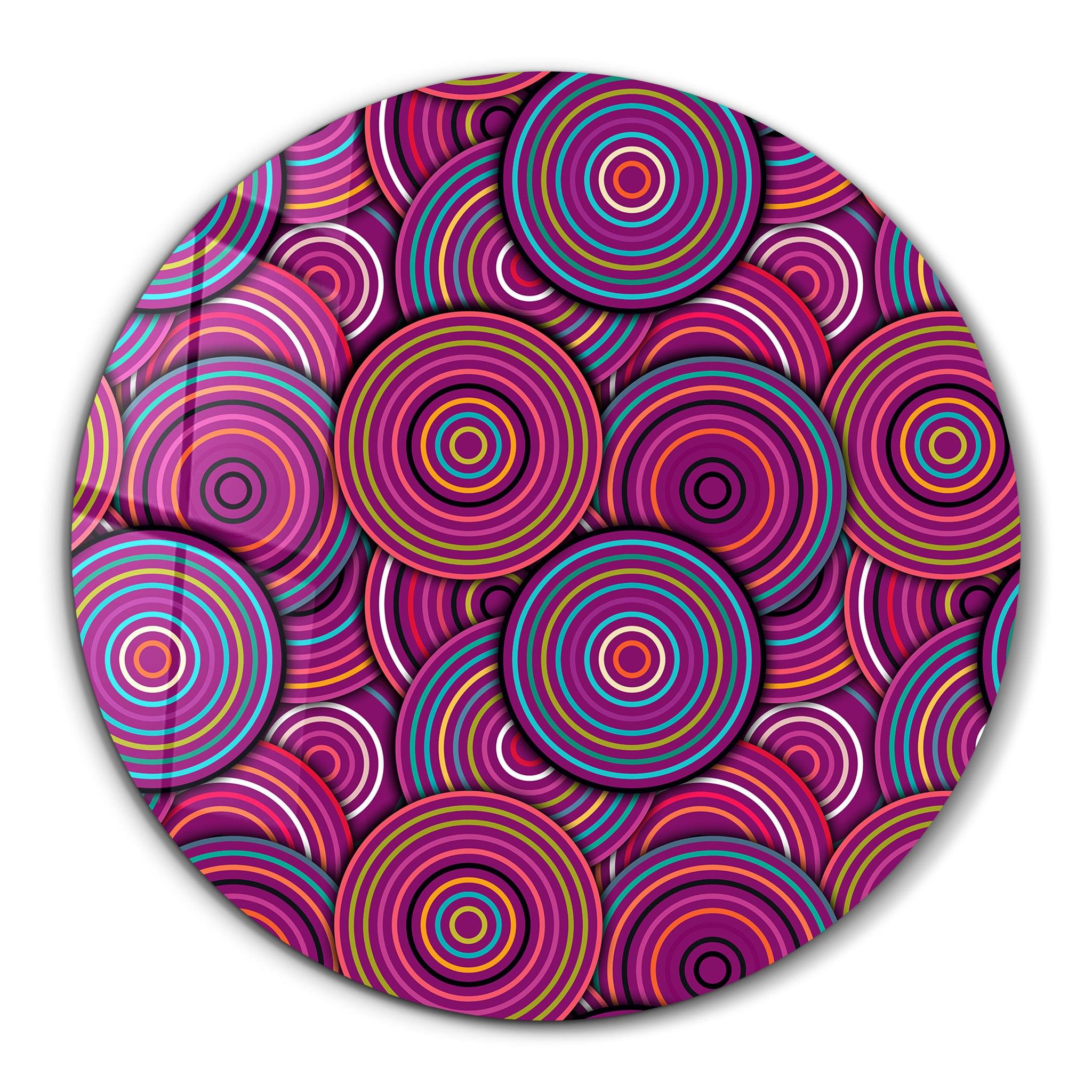 ・"Purple Dream"・Rounded Glass Wall Art - ArtDesigna Glass Printing Wall Art