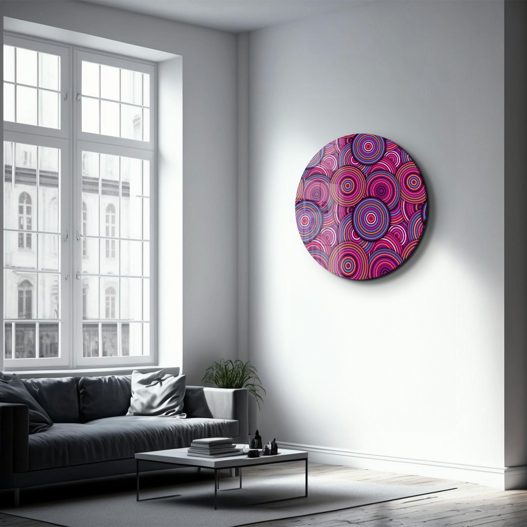・"Purple Dream"・Rounded Glass Wall Art - ArtDesigna Glass Printing Wall Art