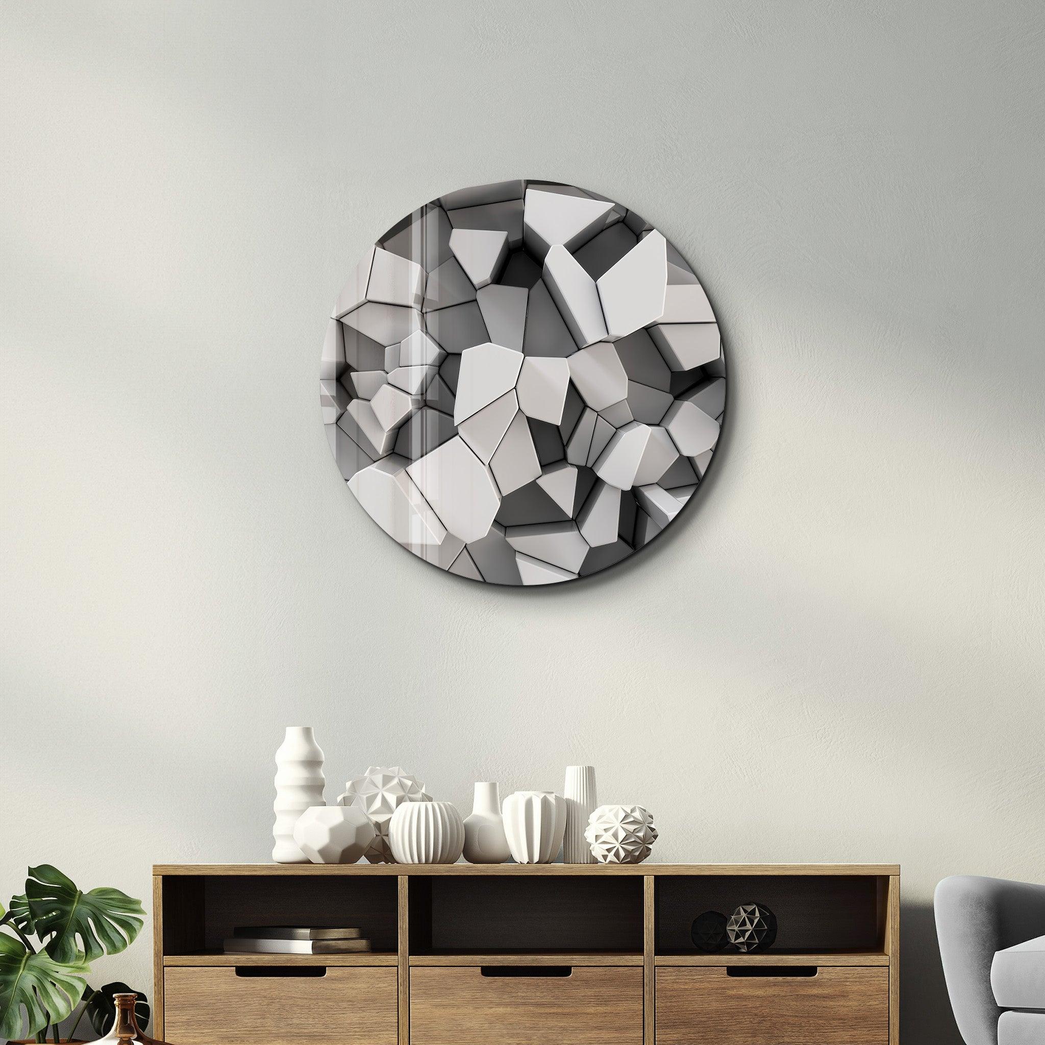 ・"Honeycomb"・Rounded Glass Wall Art - ArtDesigna Glass Printing Wall Art