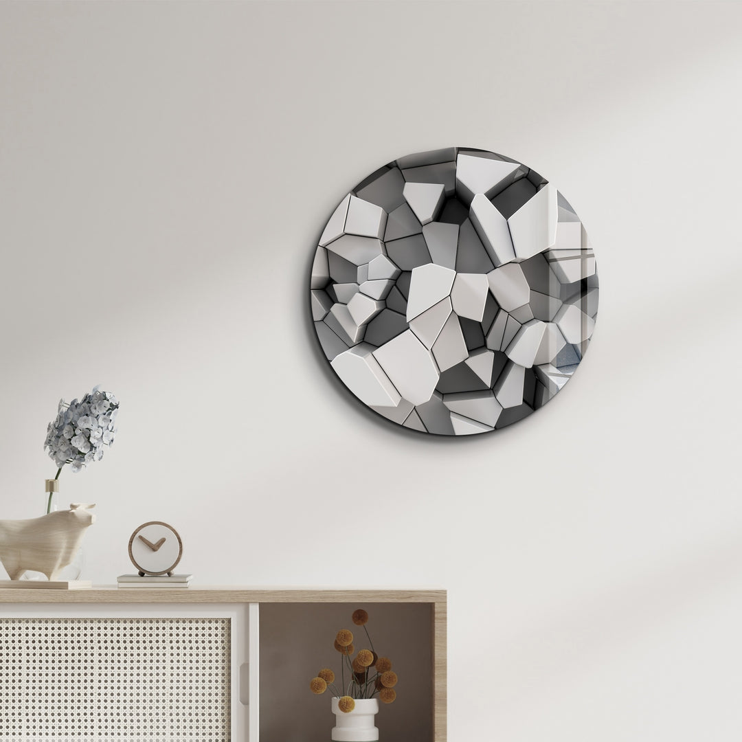 ・"Honeycomb"・Rounded Glass Wall Art
